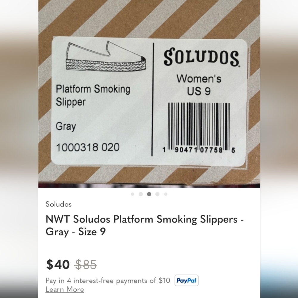Soludos Suede Espadrille Platform Smoking Slippers Grey Women's 7.5 - Picture 12 of 12